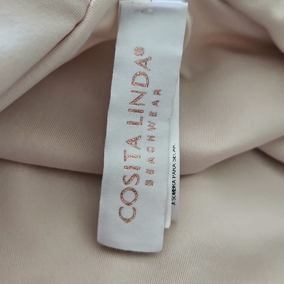 NWT Cosita Linda Elegant Palm Print One-Piece Swimsuit:Tan/brown/navy: Size- Med - Picture 12 of 13